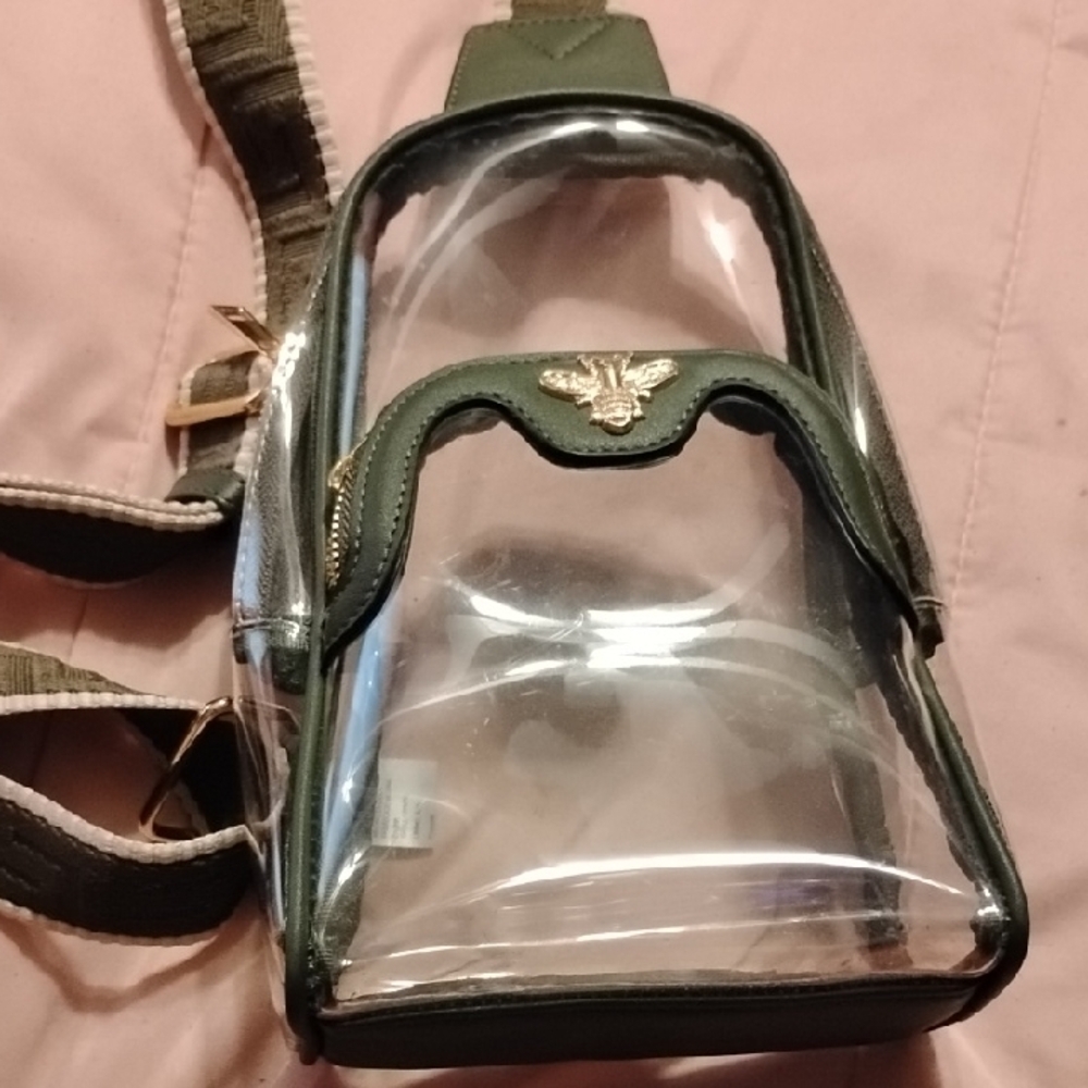 Green Transparent Crossbody Bag with Dome Shape